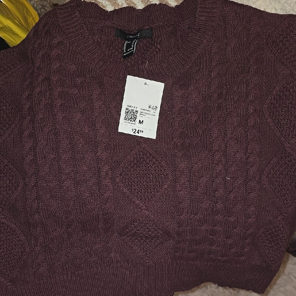 Burgundy Cable Knit Sweater